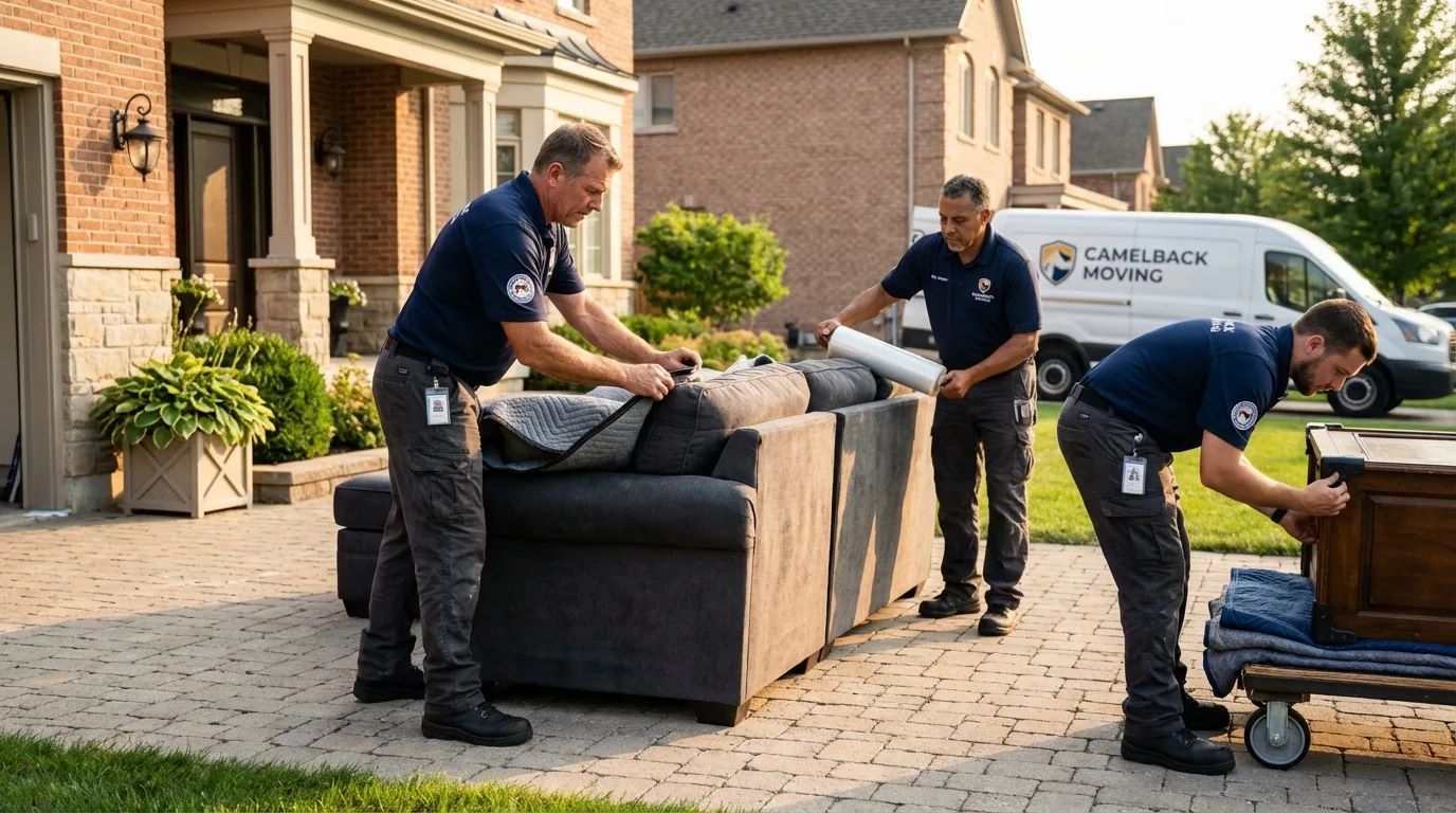 Large estate moving crew wrapping furniture in Gillespie, IL